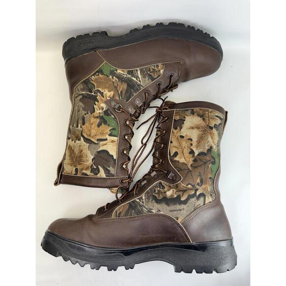 Rare White\'s Danner Hunting Boots Leather Camo Gore Tex 600g Insulated US 10.5EE